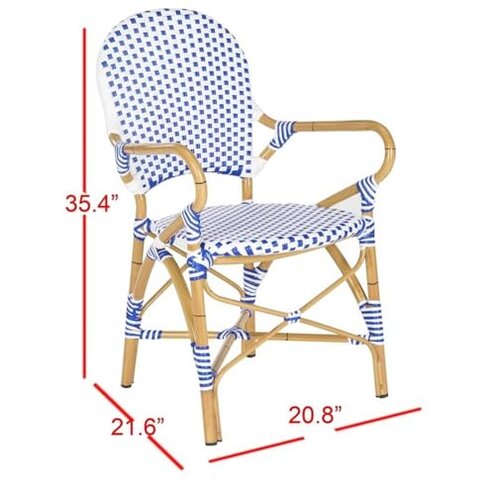 SAFAVIEH Home Collection Hooper Blue & White Indoor-Outdoor Stacking Arm Chair