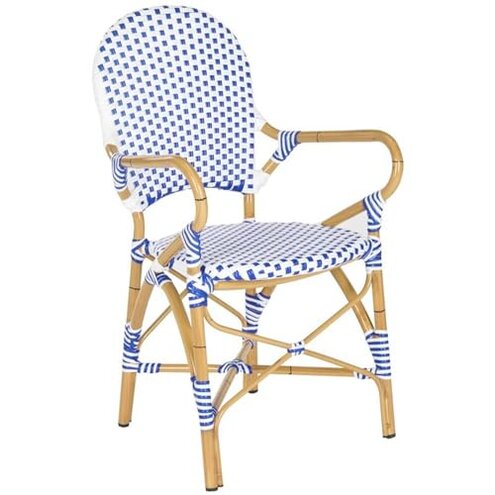 SAFAVIEH Home Collection Hooper Blue & White Indoor-Outdoor Stacking Arm Chair