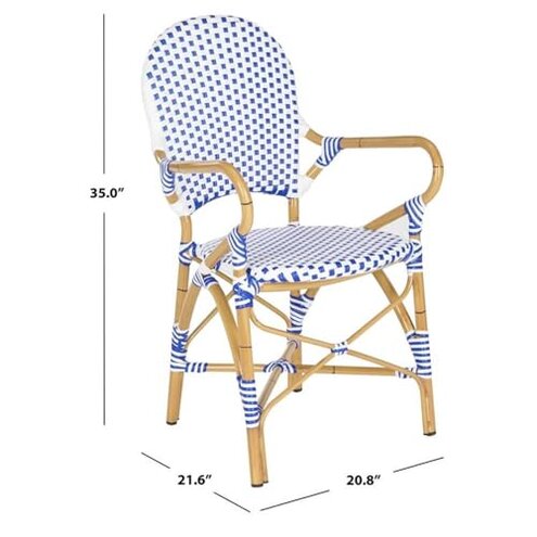 SAFAVIEH Home Collection Hooper Blue & White Indoor-Outdoor Stacking Arm Chair