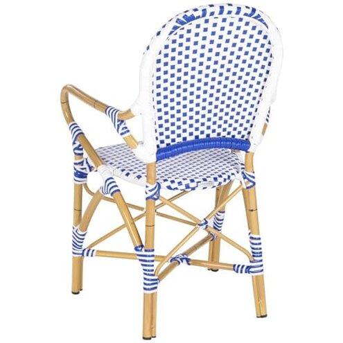 SAFAVIEH Home Collection Hooper Blue & White Indoor-Outdoor Stacking Arm Chair