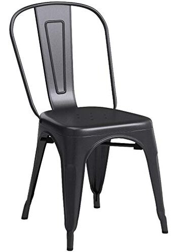 FDW | Metal Dining Chairs | Set of 4 | Black | Stackable Tolix Side Chairs with Backrest | Scratch-Resistant | Non-Slip Feet | Indoor/Outdoor Use | 330 lbs Capacity | for Kitchen & Restaurant