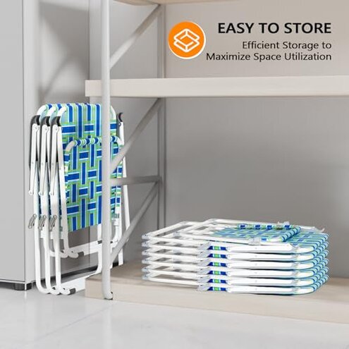 VINGLI Aluminum Patio Lawn Chairs Folding Set of 2 with Detachable Cup Holder, Webbed Beach Chair Folding Chair Outdoor Portable Camping Chair for Yard, Garden