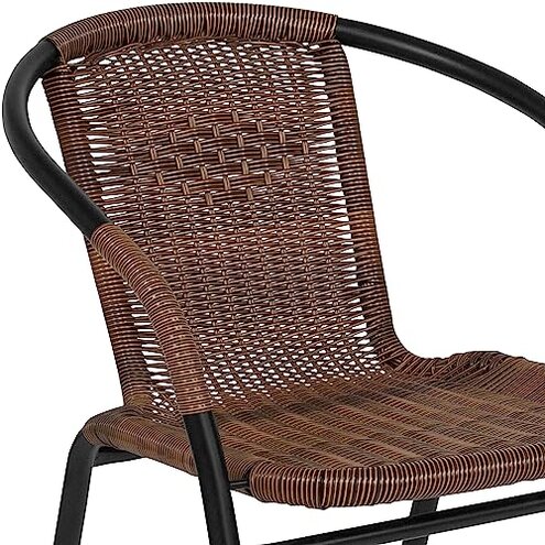 Flash Furniture Lila Modern Rattan Indoor/Outdoor Stackable Dining Chairs, Stacking Rattan Bistro Chairs for Patio or Restaurant, Set of 2, Brown