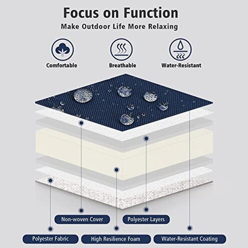 MFSTUDIO Patio Adjustable Recliner Chair, Outdoor Metal Reclining Lounge Chair with 100% Olefin Removable Cushion, Outdoor Adjustable Lounge Chairs for Porch, Lawn, (Navy Blue)