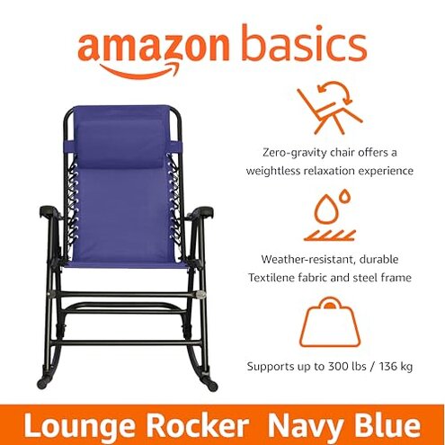 Amazon Basics Foldable Rocking Chair - Blue