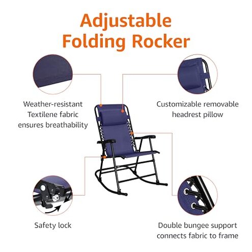 Amazon Basics Foldable Rocking Chair - Blue
