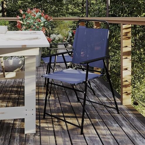 Flash Furniture Mystic Folding Patio Sling Chairs, Outdoor Textilene Lawn Chairs with Armrests, Set of 2, Navy