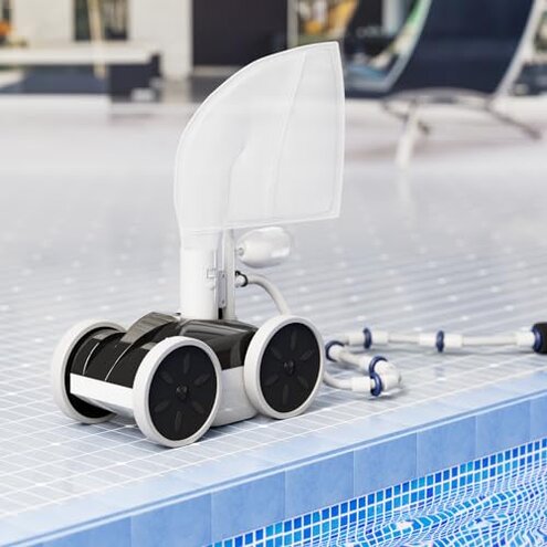 Amptyhub Upgrade Pool Pressure Side Sweeper: Professional Solution for Cleaning Your Swimming Pool (Four Wheels Better Than Three)
