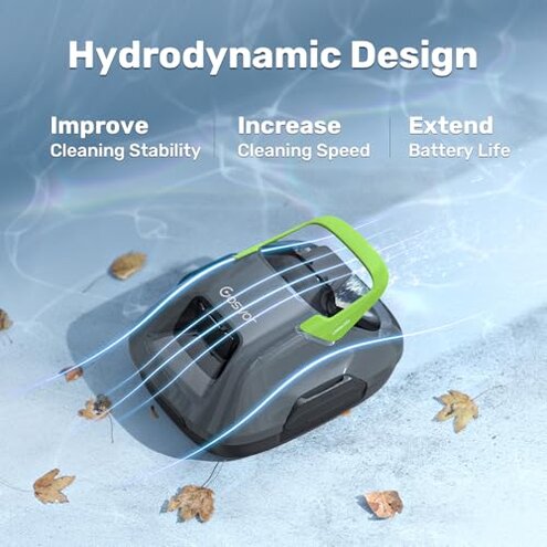 WYBOT A1 Cordless Robotic Pool Cleaner, Automatic Pool Vacuum for Above Ground with 120 Mins, Double Filters, LED Indicator, Charge in 2.5 Hours, 4 Cleaning Modes, Ideal for Above Pools (Black Green)