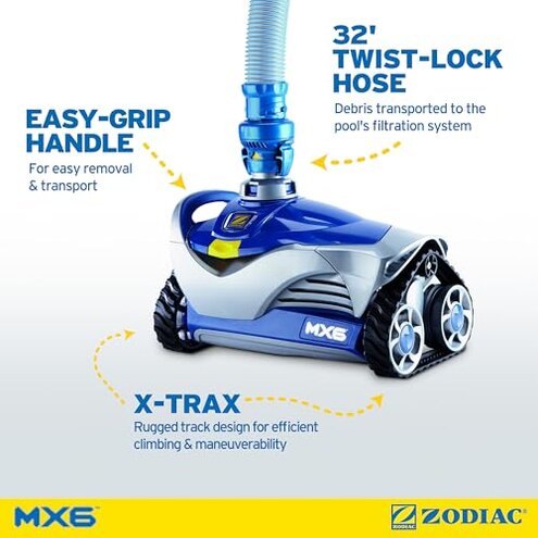 Zodiac MX6 Suction-Side In-Ground Pool Cleaner, Cyclonic Suction and X-Trax for Extreme Maneuverability