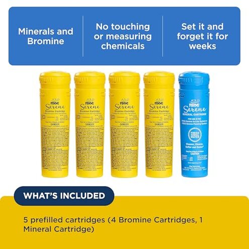 FROG Serene Replacement Mineral and Bromine Cartridge Kit for use with Hot Tub FROG Serene Floating Sanitizing System - Prefilled for Quick & Easy Hot Tub Maintenance - 4 Month Bundle