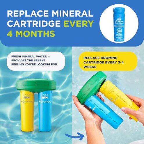 FROG Serene Replacement Mineral and Bromine Cartridge Kit for use with Hot Tub FROG Serene Floating Sanitizing System - Prefilled for Quick & Easy Hot Tub Maintenance - 4 Month Bundle