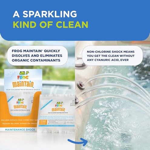 FROG Maintain for Hot Tubs - Non-Chlorine Shock for use with All Hot Tub FROG Sanitizing Systems - Single Dose Packets for Easy Hot Tub Maintenance & Treatment - 6 Pack