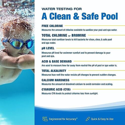 Taylor K2005 High Range Swimming Pool Total and Free Chlorine Bromine Alkalinity Calcium Hardness Base and Acid Demand pH DP Test Kit