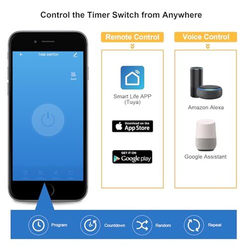 SURAIELEC WiFi Pool Timer, 40 AMP, 1HP 120V, 2HP 240V, Outdoor Indoor Smart Switch, Heavy Duty Pool Controller Light Timer Box for Pump, Water Heater, Spa, Powerful Electrical Appliances