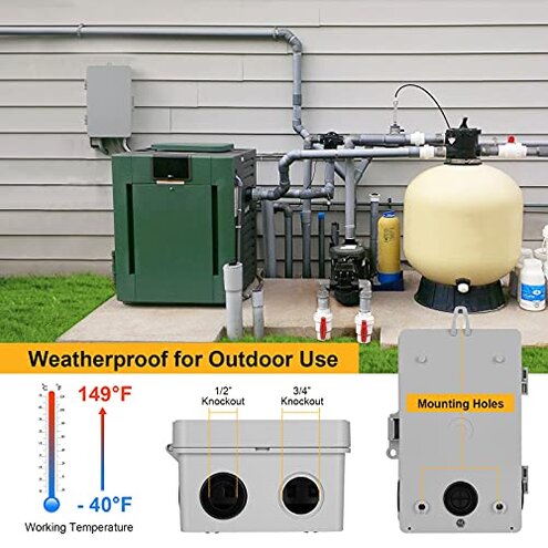 SURAIELEC WiFi Pool Timer, 40 AMP, 1HP 120V, 2HP 240V, Outdoor Indoor Smart Switch, Heavy Duty Pool Controller Light Timer Box for Pump, Water Heater, Spa, Powerful Electrical Appliances