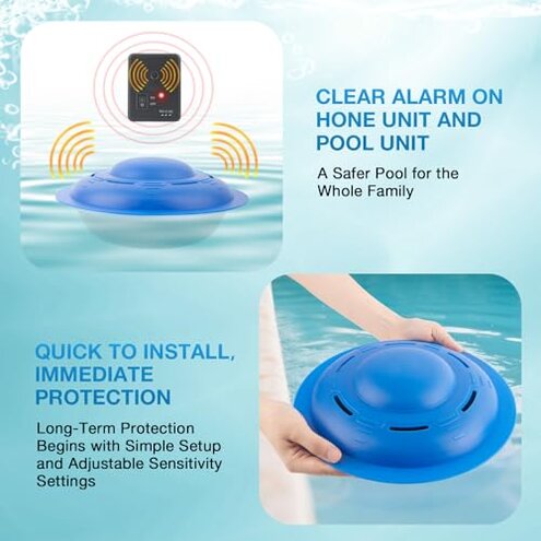 Pool Alarm, Pool Safety Alarms for Inground & Above Ground Pools, Smart Pool Alarm System with Loud Alert, Adjustable Sensitivity and Indoor Receiver, Ideal for Kids and Pets Pool Safety