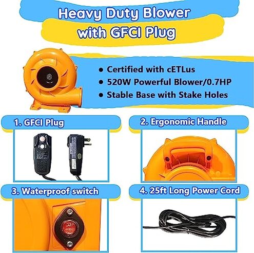 Causeair Inflatable Bounce House with Slide,Dolphin Styling,Splashing Pool,Double Water Cannon,Climbing Wall,Heavy Duty GFCI Blower,Inflatable Water Park Slide for Kids Backyard Summer