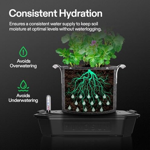 VIVOSUN 4-Pack FlexFeed Self-Watering Pots, Auto Irrigation Fabric Pot Base with Water Meter & Maintenance Window, for Use Indoors/Outdoors in Grow Tents, Greenhouses, Gardens