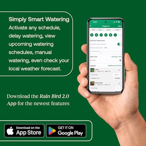 Rain Bird ARC6 App-Based Indoor Smart Irrigation WiFi Timer/Controller, 6-Zone/Station, EPA WaterSense Certified, Compatible with Alexa