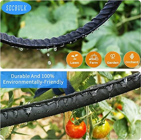 Secbulk 2025 Flat Soaker Hose 100 ft with Stakes for Garden, 50ft x 2 Linkable Drip Hose Diy Garden Irrigation System Saving 80% Water, Dual-layer Leak-free Design Water Hose with Holes