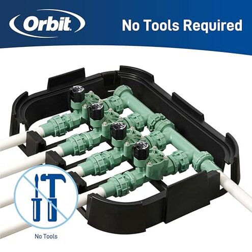 Orbit 57257 4-Valve Preassembled Sprinkler Manifold – Easy Install, Smart Controller Compatible, Works with PVC & Poly Pipe, Includes 4 in-Line Valves