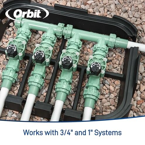 Orbit 57257 4-Valve Preassembled Sprinkler Manifold – Easy Install, Smart Controller Compatible, Works with PVC & Poly Pipe, Includes 4 in-Line Valves