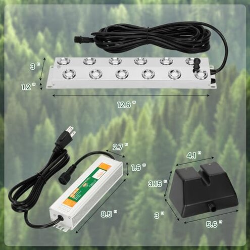 Ultrasonic Mist Maker Fogger 12 Head(9000ml/H), 110V 400W Power Water Proof Ultrasonic Mister, Ultrasonic Fogger Humidifier with Float, for Halloween Atmosphere, Vegetable Preservation, Landscape