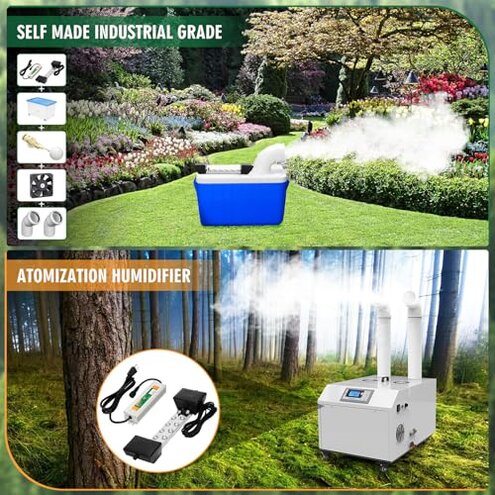 Ultrasonic Mist Maker Fogger 12 Head(9000ml/H), 110V 400W Power Water Proof Ultrasonic Mister, Ultrasonic Fogger Humidifier with Float, for Halloween Atmosphere, Vegetable Preservation, Landscape