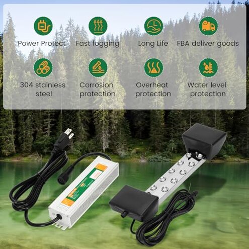 Ultrasonic Mist Maker Fogger 12 Head(9000ml/H), 110V 400W Power Water Proof Ultrasonic Mister, Ultrasonic Fogger Humidifier with Float, for Halloween Atmosphere, Vegetable Preservation, Landscape