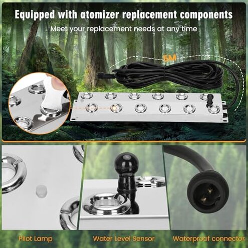 Ultrasonic Mist Maker Fogger 12 Head(9000ml/H), 110V 400W Power Water Proof Ultrasonic Mister, Ultrasonic Fogger Humidifier with Float, for Halloween Atmosphere, Vegetable Preservation, Landscape