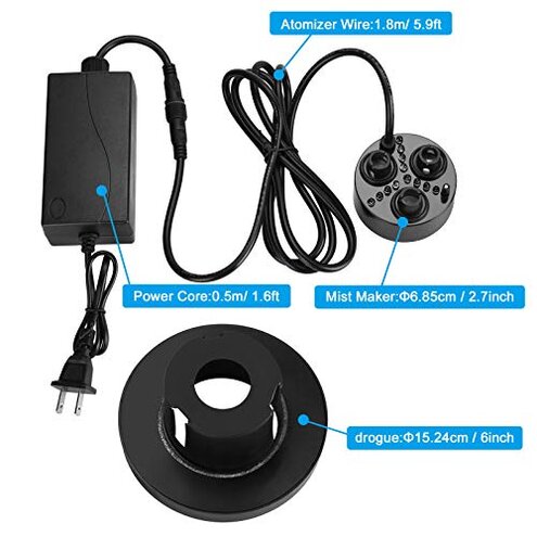 FITNATE 3-Head Mist Maker with Floating Buoy, 7-Color LED and 1500ml/h Output for Pond Halloween Landscape