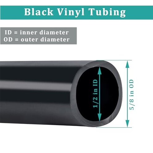 ZY-hosetube 1/2" id - 100ft Black Vinyl Tubing Flexible PVC Tube Hybrid Hose Transfer Water Fuel Gas for Pond Fountain Garden Waterfall, Durable and Safe, with 2 Hose Clamps