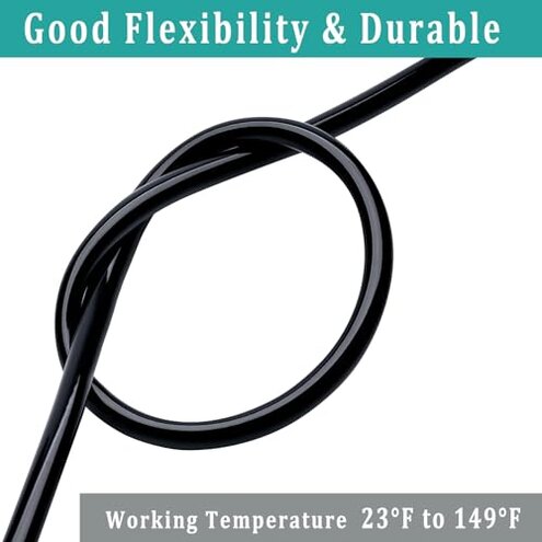 ZY-hosetube 1/2" id - 100ft Black Vinyl Tubing Flexible PVC Tube Hybrid Hose Transfer Water Fuel Gas for Pond Fountain Garden Waterfall, Durable and Safe, with 2 Hose Clamps