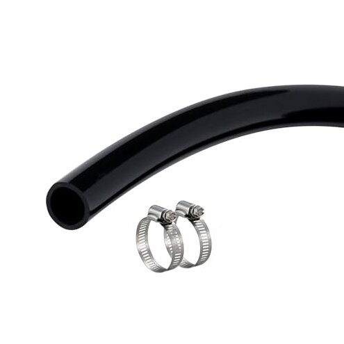 ZY-hosetube 1/2" id - 100ft Black Vinyl Tubing Flexible PVC Tube Hybrid Hose Transfer Water Fuel Gas for Pond Fountain Garden Waterfall, Durable and Safe, with 2 Hose Clamps