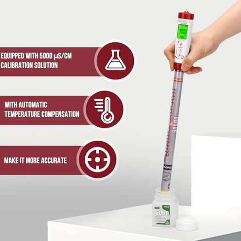 Digital Pool Salt Tester with Long Probe,Salinity Meter for Saltwater Pool,Accurate Salt Test Kit Truncheon Hot Tub,Spa,Freshwater Fish Tank,Koi Pond(0-5000PPM)