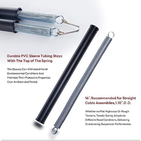 Dazakoot 16” Double Tender Spring Kit, Dual Tender Spring for Suspending Trailer Air Line & Electric Cords, Tender Spring Assembly with Hanger Bracket for Semi Trucks Tractors Trailers - 2PCS