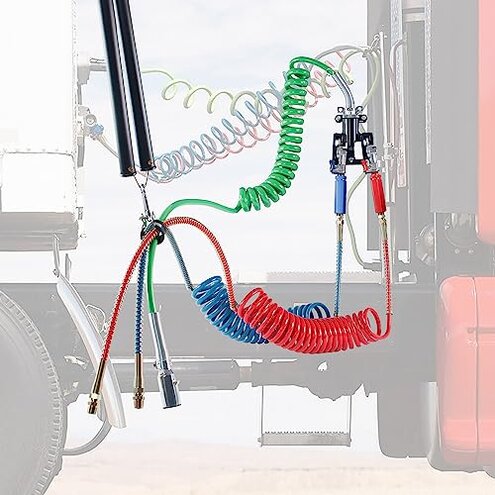 Dazakoot 16” Double Tender Spring Kit, Dual Tender Spring for Suspending Trailer Air Line & Electric Cords, Tender Spring Assembly with Hanger Bracket for Semi Trucks Tractors Trailers - 2PCS