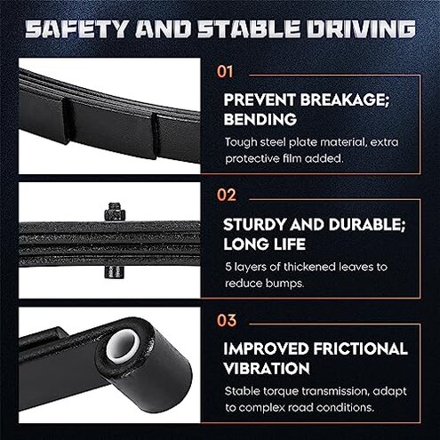 Youxmoto 3500lb Single Trailer Axle Suspension Kit 1750lb Leaf Springs & Ubolt Kit; Pair of Trailer Leaf Spring 4 Leaf Double Eye, 25-1/4" L, 1-3/4" Width, 9/16 Eye I.D