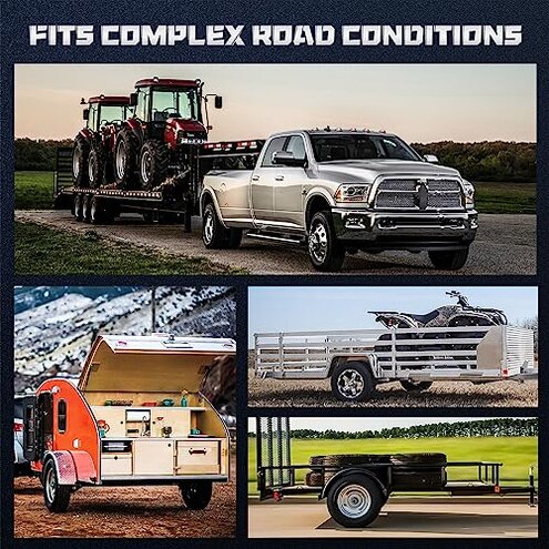 Youxmoto 3500lb Single Trailer Axle Suspension Kit 1750lb Leaf Springs & Ubolt Kit; Pair of Trailer Leaf Spring 4 Leaf Double Eye, 25-1/4" L, 1-3/4" Width, 9/16 Eye I.D