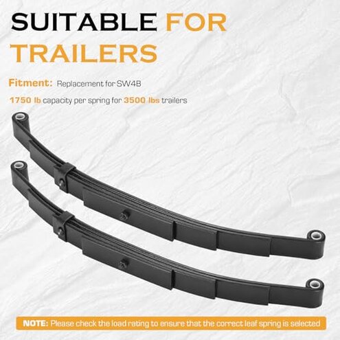 Magorfas Trailer Leaf Spring 4 Leaf Double Eye 1750 lbs Cap for 3500 lbs Axle Suspension 25-1/4" Length fits for SW4B - Set 2