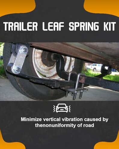 Autoholic Trailer Leaf Spring Kit 3500lb Single Trailer Axle 4 Leaf Spring Kit with U-Bolt Kit & Single Trailer Axle Hanger Kit