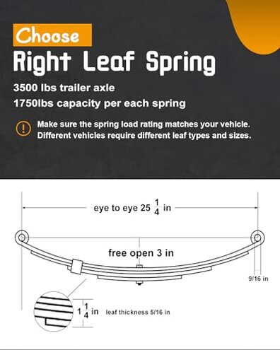 Autoholic Trailer Leaf Spring Kit 3500lb Single Trailer Axle 4 Leaf Spring Kit with U-Bolt Kit & Single Trailer Axle Hanger Kit