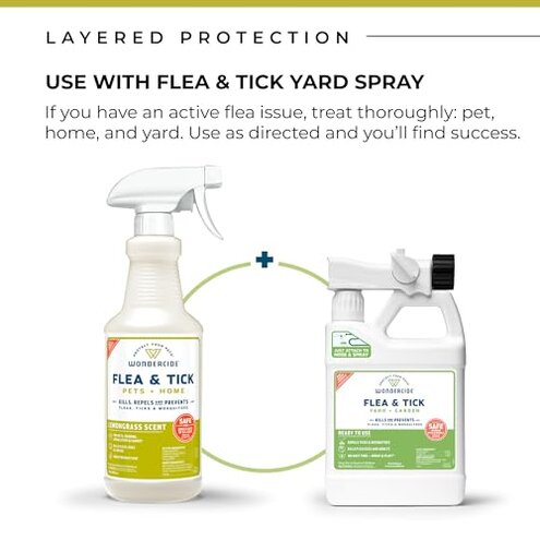 Wondercide - Flea, Tick & Mosquito Spray for Dogs, Cats, and Home - Flea and Tick Killer, Control, Prevention, Treatment - with Natural Essential Oils - Pet and Family Safe - Lemongrass 32 oz