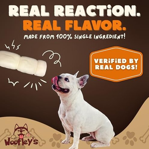 Woofley's 5-6" Buffalo Beef Cheek Roll -(100 Count)- Beef Cheek Rolls for Dogs - Long Lasting Natural Dog Chews