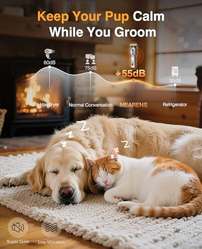 Dog Grooming Kit, Dog Clippers for Grooming for Heavy Thick Hair, Low Noise Cordless Pet Hair Trimmer with Stainless Steel Blade, Professional Rechargeable Hair Trimmer for Dogs and Cats