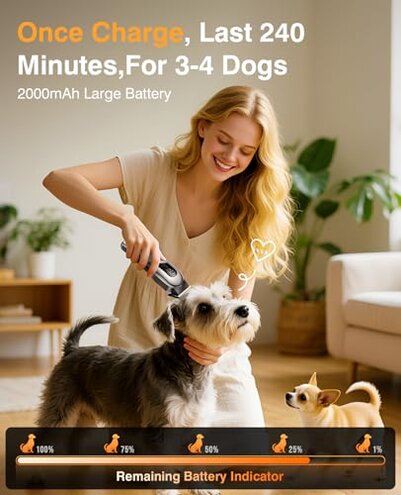 Dog Grooming Kit, Dog Clippers for Grooming for Heavy Thick Hair, Low Noise Cordless Pet Hair Trimmer with Stainless Steel Blade, Professional Rechargeable Hair Trimmer for Dogs and Cats