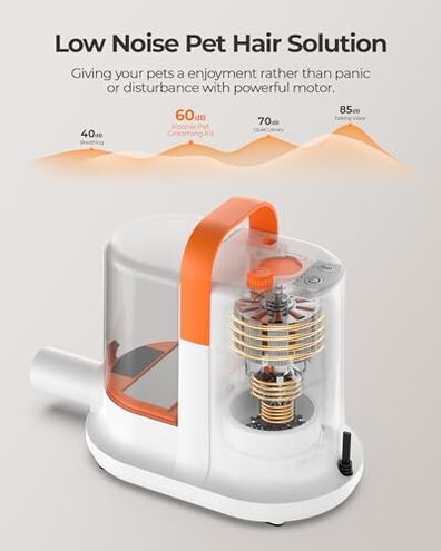 oneisall Dog Vacuum & Dryer for Shedding Grooming, 8 in 1 Dog Grooming Kit with Metal Blade Pet Clippers, Adjustable Speed and Temperature Control Blower