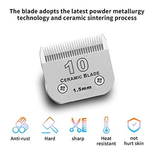 DODAER 3 Pack 10# Detachable Pet Dog Grooming Ceramic Blades,Compatible with Andis,Oster A5,Wahl KM-10 Series,Size #10 Blade 1/16-Inch 1.5MM Cut Length