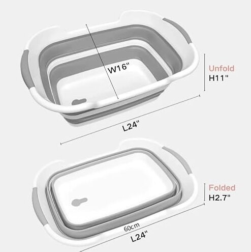 CYANOE Collapsible Pet Bathtub with Water Drain Plug, Foldable Bathtub for Puppy Small Dogs Cats, Portable & Space Saving Design, BPA Free, Grey